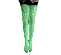 Nuatc Mallas de malla para mujer, resplandecientes en la oscuridad, para Halloween, calavera, llama, serpiente, estampada, de malla, para fiestas