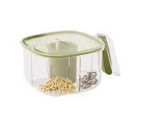 Nubamzy Tarro de almacenamiento de condimentos, 4 rejillas a prueba de fugas, caja de almacenamiento transparente para condimentos, para salsas de azúcar, sal, pimienta, granos de café, chile en polvo