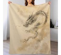Nube de dragón de tinta Manta cepillo asiático Franela Suave Sofa Cama