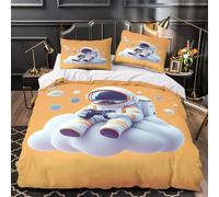 Nube de juegos de astronautas Impresión 3D 3 piezas cubrecama Estilo de dibujos animados digitales funda de colchón microfibra hipoalergénica transpirable para chicos mujeres adultos King（220x240cm）