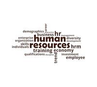 Nube de palabras Recursos humanos Pegatinas de tallado fino 45x82.3cm Vinilos para ventanas Café