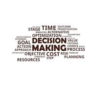 Nube de palabras sobre toma de decisiones Calcomanías de pared de papel adhesivo 42x85.5cm Embellecimiento de paredes Café