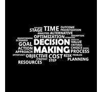 Nube de palabras sobre toma de decisiones Calcomanías de pared de papel adhesivo 50.4x102.6cm Pintura mural artística Blanco