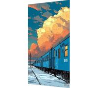 Nube Diamond Painting Tren Diamond Painting Adultos, DIY 5D Cristal Bordado Punto de Cruz Cuadro Diamantes Puzzle Pintura Diamante para Dormitorio Paredes Decoración Del Hogar Regalo 60x120cm p8-6tb