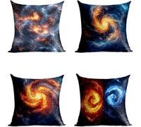 Nube Funda Cojin 35 x 35CM Juego de 4, Impermeable Exterior Fundas de Cojines Sofa Remolino con Cremallera Invisible, Cushion Covers para Terraza Banco Sofa Cama Decoracion Hogar Regalo GFBZ-10005