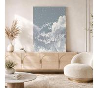 Nube Líneas Simples Modernos Cuadros Decoracion Paisaje Moderno Para Observación Estrellas Cuadro Y Láminas Grande Gris Lienzos Decorativos De Pared Para Comedor Salon Dormitorios 50X70Cm, Sin Marco