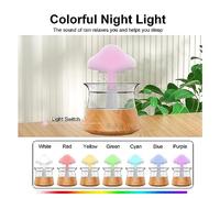 Nube lluvia humidificador luces LED goteo de agua seta niebla difusor remoto hogar blanco marrón 7 colores aplicable dormitorio vivero (Blanco)