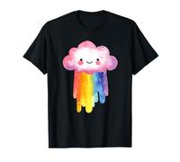 Nube Pastel Sonriente con Colores Arco Iris Kawaii Camiseta
