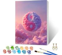 Nube Pintar por Numeros Adultos con Marco, Pintar por Numeros Tai Chi, Kit Manualidades Adultos, Paint by Numbers kit con Pinceles y Pinturas Acrílicas, Decoracion Hogar, Regalo Mujer, 50x70cm E-9380