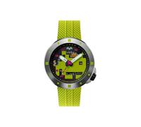 Nubeo Cassini - Reloj automático Space Invaders de 50 mm para hombre, edición limitada con correa de silicona NB-6103, Verde láser, Correa