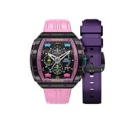 Nubeo Magellan - Reloj cronógrafo Space Invaders de 48 mm para hombre, edición limitada con correa de goma NB-6024-SI, Morado nebulosa