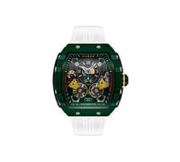 Nubeo Reloj automático Magellan de 48 mm para hombre con correa de goma NB-6100, Verde vintage, Correa