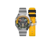 Nubeo Reloj automático Skylab de 48 mm para hombre con pulsera de acero inoxidable sólido NB-6083, Amarillo Verde, Skylab Automatic