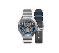 Nubeo Reloj automático Skylab de 48 mm para hombre con pulsera de acero inoxidable sólido NB-6083, gris, azul , Skylab Automatic