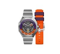 Nubeo Reloj automático Skylab de 48 mm para hombre con pulsera de acero inoxidable sólido NB-6083, Púrpura, naranja, Skylab Automatic