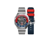 Nubeo Reloj automático Skylab de 48 mm para hombre con pulsera de acero inoxidable sólido NB-6083, rojo azul, Skylab Automatic