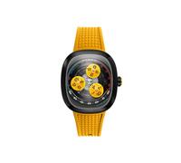 Nubeo Reloj automático Tri-Star Orbit de 46 mm para hombre, edición limitada, con correa de goma NB-6116, Amarillo Supernova