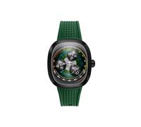 Nubeo Reloj automático Tri-Star Orbit de 46 mm para hombre, edición limitada, con correa de goma NB-6116, Verde nebulosa, Correa