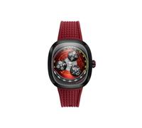 Nubeo Reloj automático Tri-Star Orbit de 46 mm para hombre, edición limitada, con correa de goma NB-6116, Rocket Red