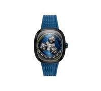 Nubeo Reloj automático Tri-Star Orbit de 46 mm para hombre, edición limitada, con correa de goma NB-6116, Azul planetario, Correa