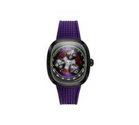 Nubeo Reloj automático Tri-Star Orbit de 46 mm para hombre, edición limitada, con correa de goma NB-6116, Púrpura galático, Correa