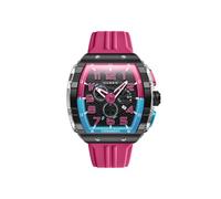 Nubeo Reloj Magellan Retrograde Chrongoraph para hombre de 49 mm con correa de goma NB-6088, Bubblegum Pink (rosado), Crongorafo retrógrado de Magallanes