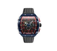 Nubeo Reloj Magellan Retrograde Chrongoraph para hombre de 49 mm con correa de goma NB-6088, Nave espacial negra, Crongorafo retrógrado de Magallanes