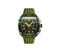 Nubeo Reloj Magellan Retrograde Chrongoraph para hombre de 49 mm con correa de goma NB-6088, Verde olvido, Crongorafo retrógrado de Magallanes