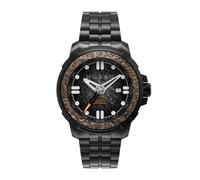 Nubeo Space Apollo NB-6072 - Reloj automático japonés de 45 mm con pulsera de acero inoxidable sólido, negro, Pulsera