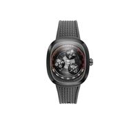 Nubeo Tri-Star Orbit - Reloj automático para hombre con correa de goma 46 mm NB-6116, Starlit Negro, correa