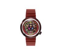 Nubeo Ventana Reloj automático Atari Gamestation Pro para hombre con correa de goma 48 mm NB-6125, Sintetizador escarlata, correa