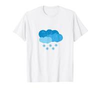 Nubes Azules con Copos de Nieve Que Caen - Clima de Invierno Camiseta gráfica económica, Hombre, Blanco, L