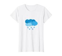 Nubes Azules con Copos de Nieve Que Caen - Clima de Invierno Camiseta gráfica económica, Mujer, Blanco, M
