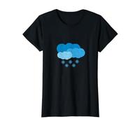Nubes Azules con Copos de Nieve Que Caen - Clima de Invierno Camiseta gráfica económica, Mujer, Negro, L