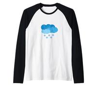 Nubes Azules con Copos de Nieve Que Caen - Clima de Invierno Camiseta Manga Raglan
