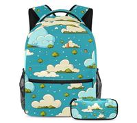 Nubes coloridas para mantener tus artículos esenciales en un solo lugar, mochila con estuche, el mejor juego de mochila escolar para estudiantes, Multicolor#01, B：29.4x20x40cm P：19x7.5x3.8cm,