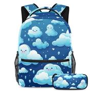 Nubes coloridas para mantener tus artículos esenciales en un solo lugar, mochila con estuche, el mejor juego de mochila escolar para estudiantes, Multicolor#05, B：29.4x20x40cm P：19x7.5x3.8cm,