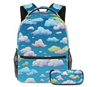 Nubes coloridas para mantener tus artículos esenciales en un solo lugar, mochila con estuche, el mejor juego de mochila escolar para estudiantes, Multicolor#03, B：29.4x20x40cm P：19x7.5x3.8cm,