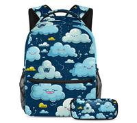 Nubes coloridas para mantener tus artículos esenciales en un solo lugar, mochila con estuche, el mejor juego de mochila escolar para estudiantes, Multicolor#07, B：29.4x20x40cm P：19x7.5x3.8cm,