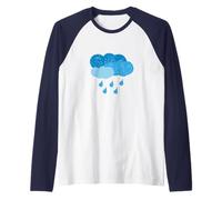 Nubes de tormenta Azul con Gotas de Lluvia Que Caen - Tiempo lluvioso Camiseta Manga Raglan