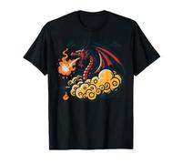Nubes Dragón Respirando Fuego Anime Fantasía Hombres Mujeres Niños Camiseta