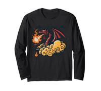 Nubes Dragón Respirando Fuego Anime Fantasía Hombres Mujeres Niños Manga Larga