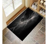 Nubes Oscuras Relámpagos Felpudo 50 X 80 Cm, Estilo Fotografíaalfombras para Puerta Entrada, Entrada Interior Antideslizante Lavable Absorbente Felpudo, Gris Oscuro Suave,Lavable A Máquina