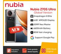 Nubia Z70s Ultra 5G Smartphone Snapdragon 8 Elite Pantalla AMOLED de 6,85 pulgadas NEOVISION AI Photography4.0 50MP 144Hz 6600mAh NFC IP69 12GB 256GB Classic Black