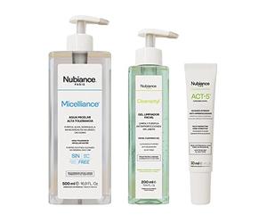 NUBIANCE - Rutina Anti-Imperfecciones ACT-5: Cuidado antiacné + Micelliance: Agua Micelar 0% Sin Colorantes Sin Fragancia + Cleanactyl Purifying Face Wash - Para pieles secas o grasas