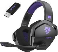 NUBWO G06 Cascos Gaming Inalámbricos con Drivers de 50 mm para PC/Ps5/Ps4/NS/Mobile,Auriculares Gaming Inalámbricos con 2.4 GHz+Bluetooth 5.3 Modo Dual,7.1 Sonido Envolvente,Duración 100Hr+ - Púrpura