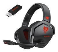NUBWO G06 Cascos Gaming Inalámbricos con Drivers de 50 mm para PC/Ps5/Ps4/NS/Mobile, Auriculares Gaming Inalámbricos con 2.4 GHz+Bluetooth 5.3 Modo Dual, 7.1 Sonido Envolvente, Duración 100Hr+ - Rojo