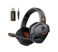 NUBWO G06 Cascos Gaming Inalámbricos con Drivers de 50 mm para PC/Ps5/Ps4/NS/Mobile,Auriculares Gaming Inalámbricos con 2.4 GHz+Bluetooth 5.3 Modo Dual,7.1 Sonido Envolvente,Duración 100Hr+ - Naranja