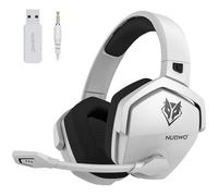NUBWO G06 Cascos Gaming Inalámbricos con Drivers de 50 mm para PC/Ps5/Ps4/NS/Mobile, Auriculares Gaming Inalámbricos con 2.4 GHz+Bluetooth 5.3 Modo Dual,7.1 Sonido Envolvente,Duración 100Hr+ - Blanco