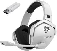 NUBWO G06 Cascos Gaming Inalámbricos con Drivers de 50 mm para PC/Ps5/Ps4/NS/Mobile, Auriculares Gaming Inalámbricos con 2.4 GHz+Bluetooth 5.3 Modo Dual,7.1 Sonido Envolvente,Duración 100Hr+ - Blanco